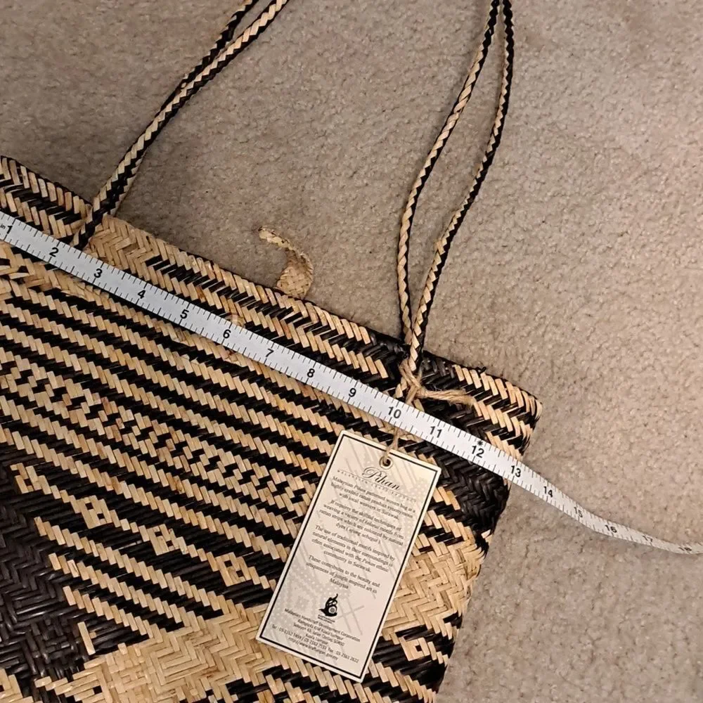 Tote Bag Rattan Purse Malaysian Women’s Woven Rattan Shoulder Bag Fiber Handmade
